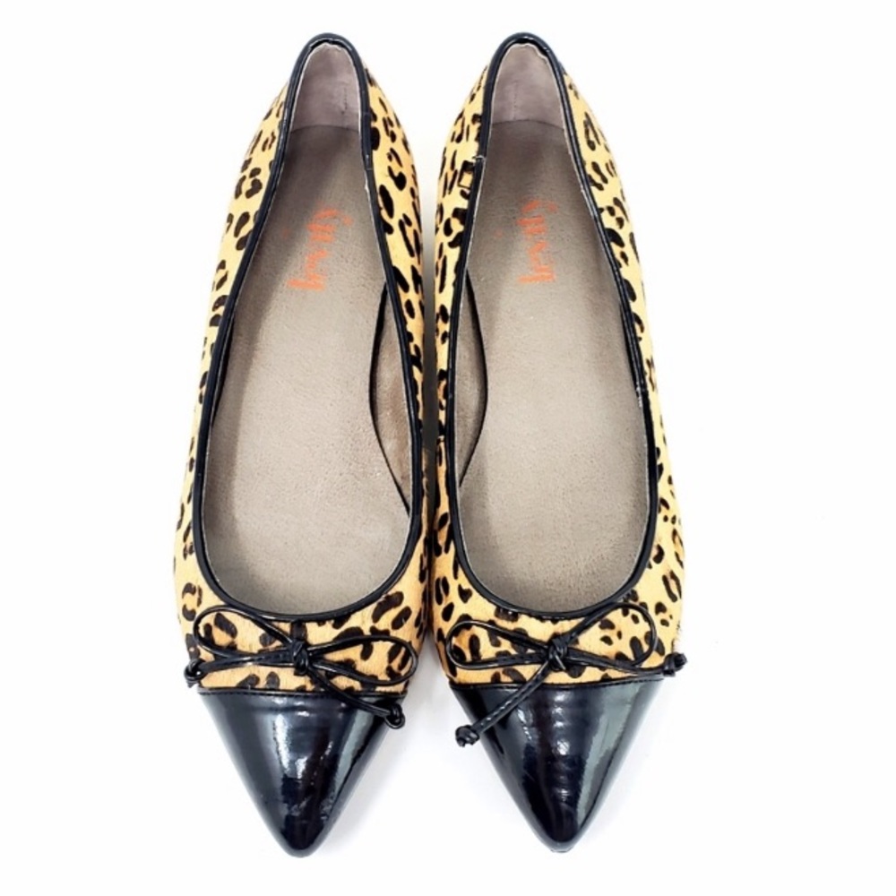 LEVITY LEOPARD LEATHER POINTED TOE FLAT
